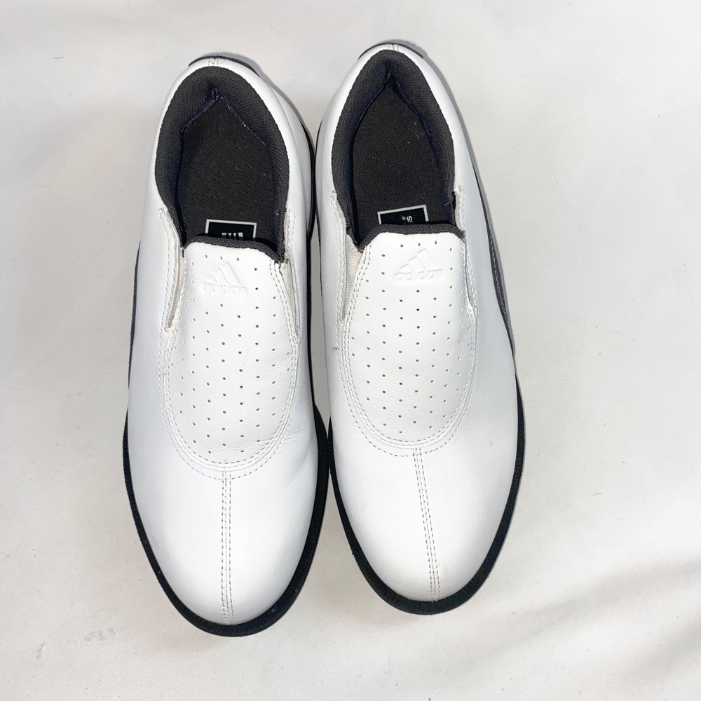 Adidas Slip On Golf Shoes White Grey Cleated Leather 679281‎ Womens Size 6 - Picture 4 of 14